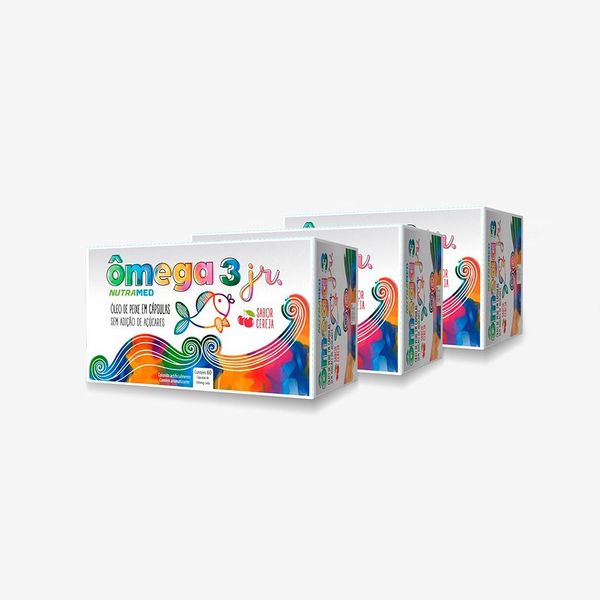 Ômega 3 Jr Sabor Cereja -60 Cáps Mastigáveis -Kit 3 unidades