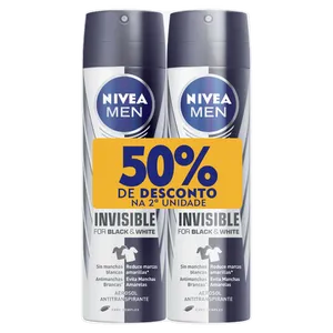 NIVEA DES AERO MEN BLACK WHITE 150ML 50% NA 2UN @ Nivea Desodorante Aerosol Men Black White 150Ml 50% Na 2Un @