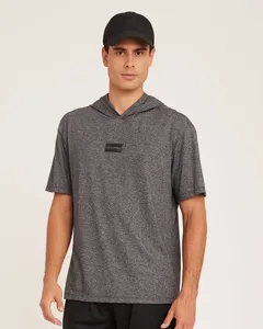 Camiseta Esportiva Masculina Fitter com Capuz Cinza GG