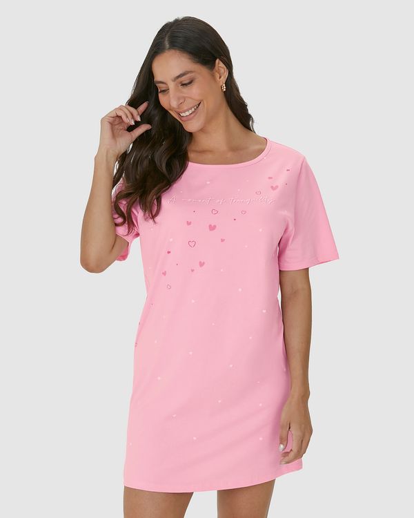 Camisola Feminina Manga Curta A Moment Of Tranquility Em Algodão Rosa - GG
