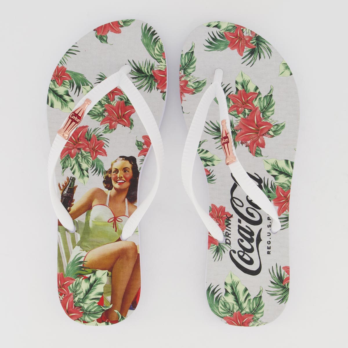 Chinelo Coca Cola Summer Girl Feminino Branco e Branco