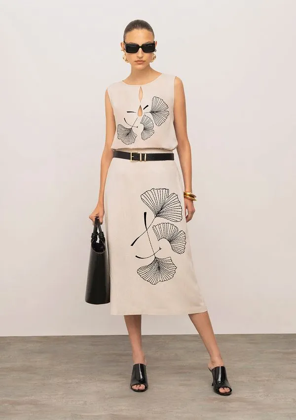 Blusa Iódice Solta Decote V Sem Alça Padrão Bege P