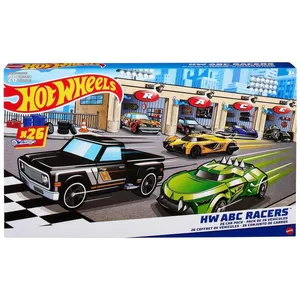 Conjunto de 26 Carrinhos ABC Racers, Escala 1:64 com Letras do Alfabeto Ideal para Aprender a Soletrar e Ler de Forma Divertida, Hot Wheels 110v