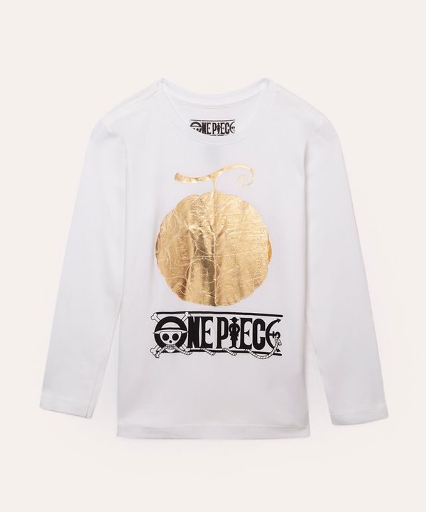 blusa infantil de algodão manga longa one piece off white 10