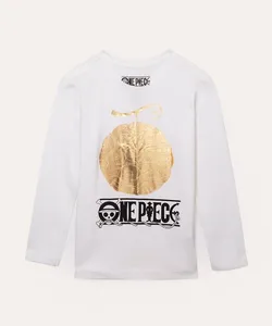 blusa infantil de algodão manga longa one piece off white 4
