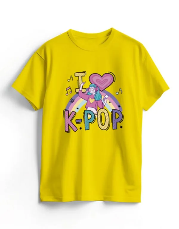 Camiseta de Algodão Amarela K-Pop Cute 8 / Amarelo
