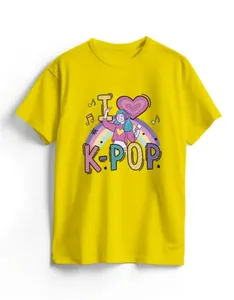 Camiseta de Algodão Amarela K-Pop Cute M / Amarelo