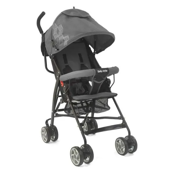 Carrinho De Bebê Baby Style Umbrella Preto E Cinza 2297 (MP)