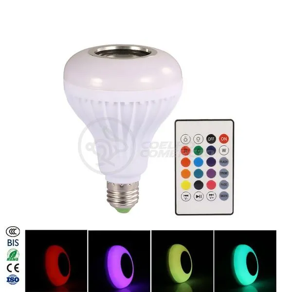 Lâmpada Led 12W E27 Rgb Colorida Com Caixa De Som