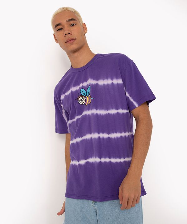 camiseta de algodão manga curta tie dye rick and morty roxo PP