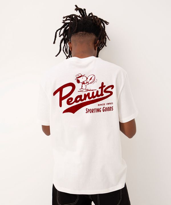 camiseta de algodão snoopy manga curta off white M