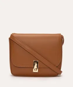 bolsa saddle com metal marrom Único