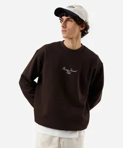blusão masculino de moletom gola redonda estampado marrom M