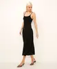 vestido midi alça fina preto G