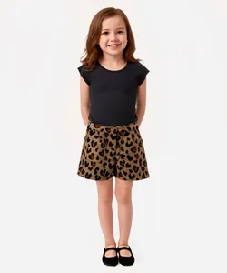 short flanelado infantil animal print bege 6