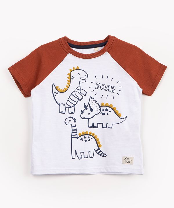 camiseta infantil manga curta dinossauros branco 4