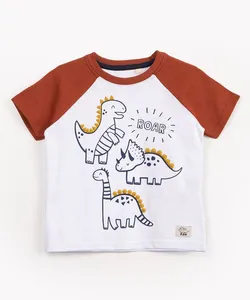 camiseta infantil manga curta dinossauros branco 5