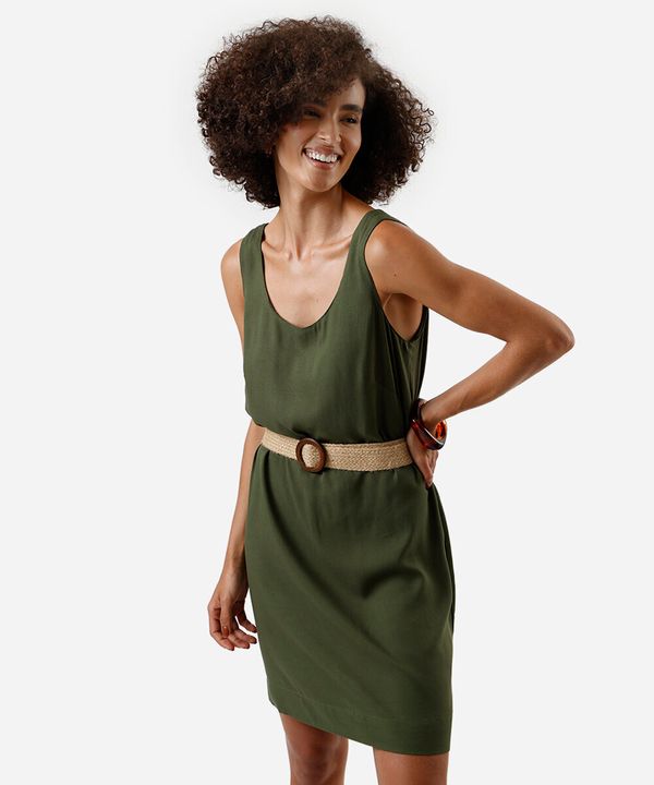 vestido curto feminino de viscose com cinto verde PP