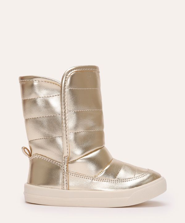 bota cano médio infantil metalizada dourado 25