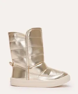 bota cano médio infantil metalizada dourado 21
