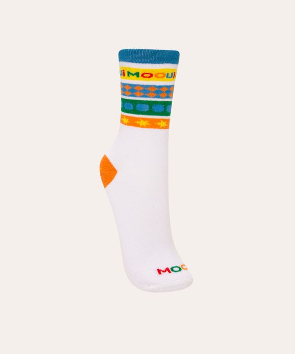 meia infantil cano alto mundo mooui branco 34-37