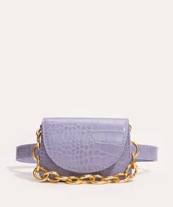 cinto fino croco com pochete lilás 95CM