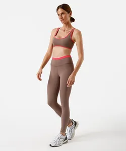 calça legging feminina esportiva bicolor marrom G