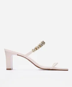 tamanco salto médio tiras finas metais oneself off white 35