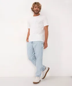 calça jeans reta com bolsos azul claro 36