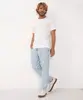 calça jeans reta com bolsos azul claro 48