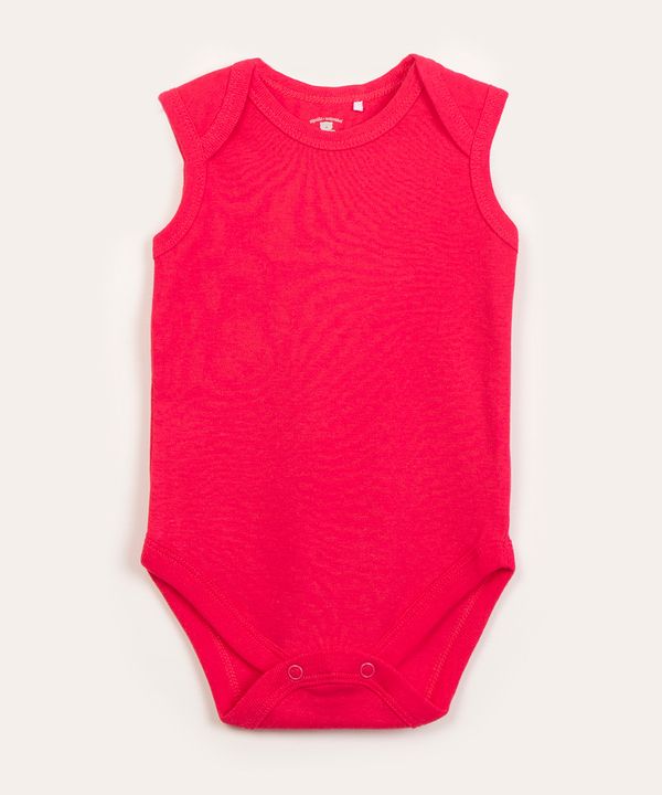 body infantil de algodão sem manga rosa escuro 3-6