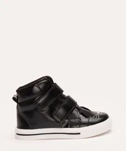 tênis infantil cano alto gatinho com velcro preto 24