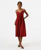 vestido midi feminino com algodão alça fina decote coração vinho G