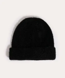 gorro canelado felpudo preto Único