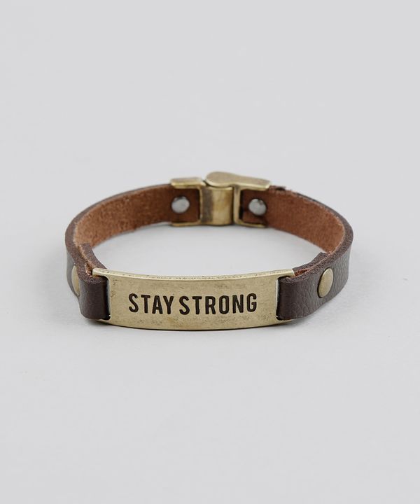 Pulseira Masculina "Stay Strong" Marrom Único