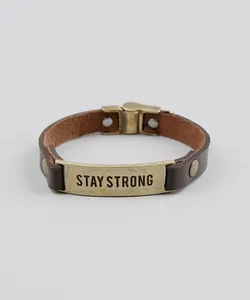Pulseira Masculina "Stay Strong" Marrom Único