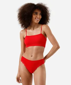 kit com top faixa e calcinha fio feminino vermelho P