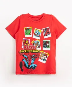 camiseta infantil de algodão manga curta heróis marvel vermelho 12