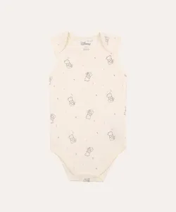 body de algodão infantil ursinho pooh off white 3-6