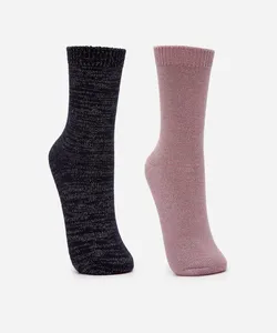 kit de 2 meias cano longo de tricot com lurex colorido 34-39