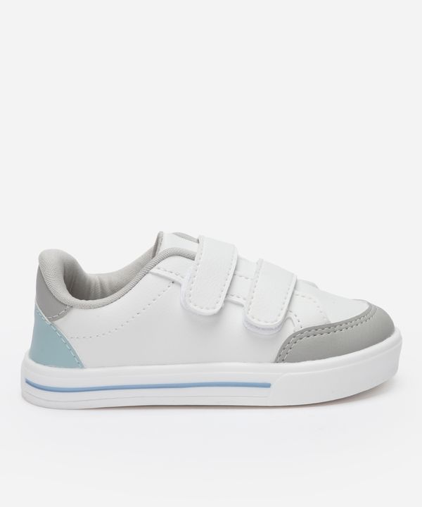 tênis casual infantil cano baixo com velcro branco 25