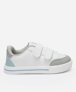 tênis casual infantil cano baixo com velcro branco 27