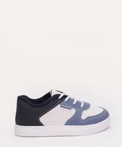 tênis casual infantil com recorte azul marinho 26