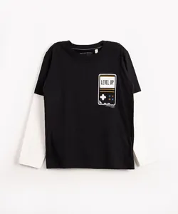 camiseta infantil game manga longa preta 8