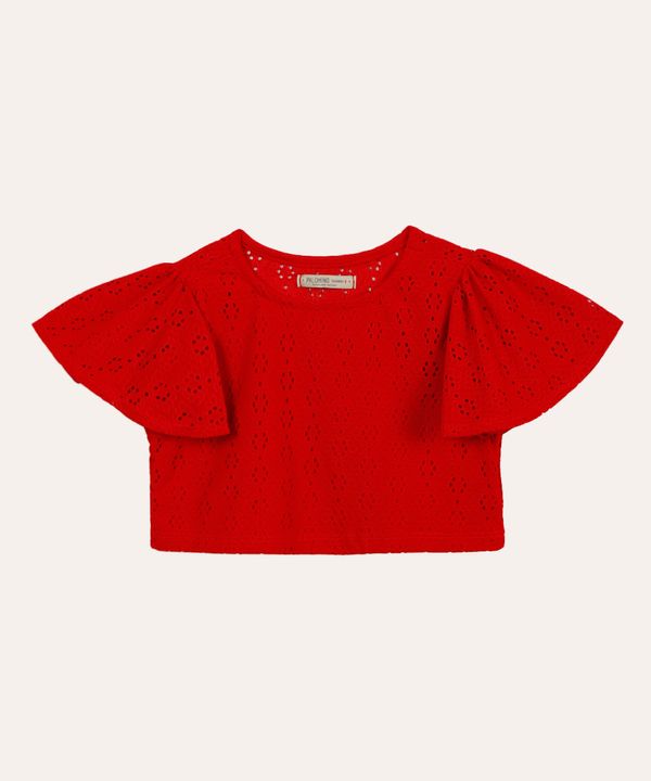 blusa de laise infantil com babado vermelha 6