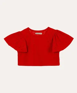 blusa de laise infantil com babado vermelha 4