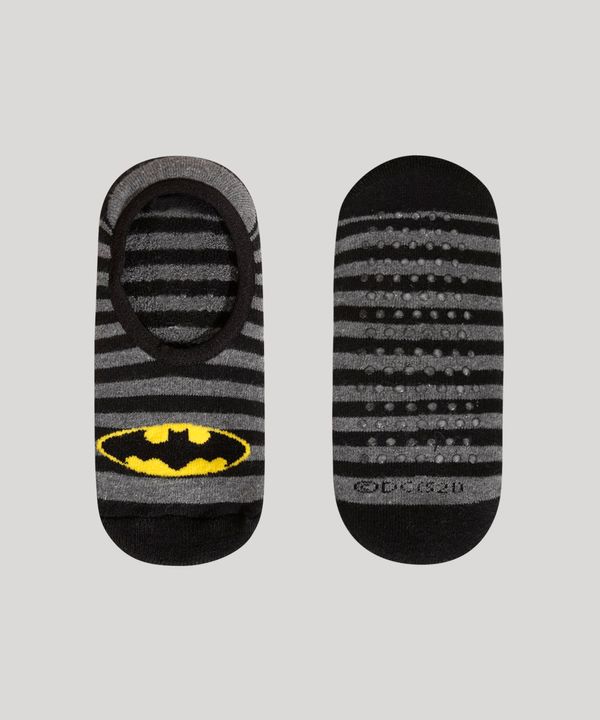 Meia infantil Batman Estampada Listras com Antiderrapante Sapatilha Multicor 30-33