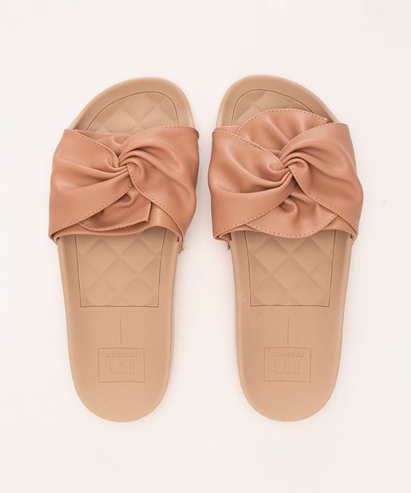 chinelo slide com nó moleca bege 36
