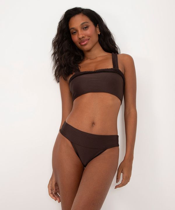 biquíni calcinha tanga com pala proteção uv al mare collezione marrom escuro P