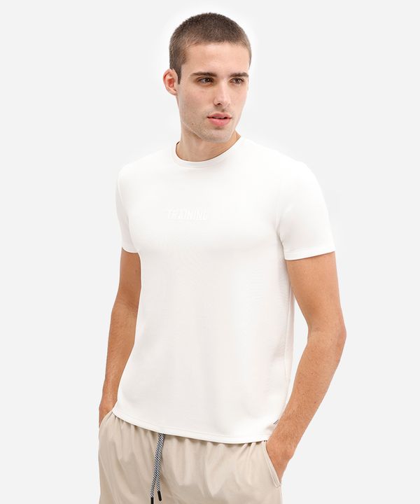 camiseta esportiva slim masculina de modal básica branca GG